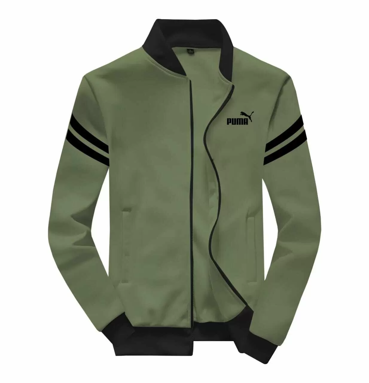 Baseball Jacket With Sleeves Strips And Front Logo