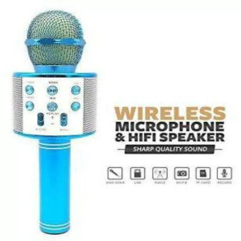 Best Microphone WS 858 for clear speaking professional karaoke speaker Wireless Bluetooth Hifi Speaker plus an original aux cable with mic