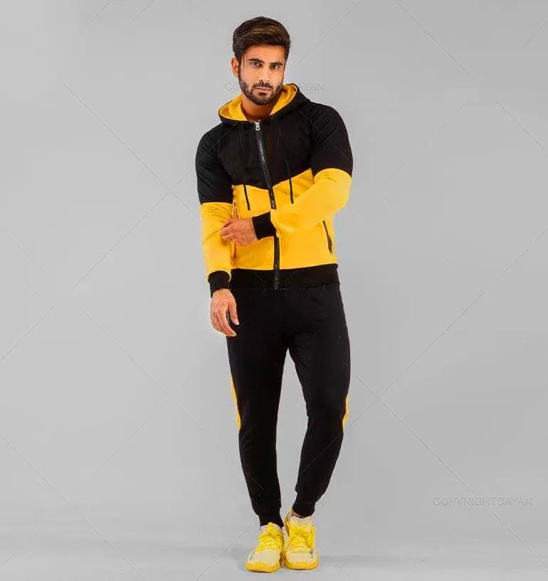 Buy Black and yellow panelling tracksuit for men at Lowest Price in ...