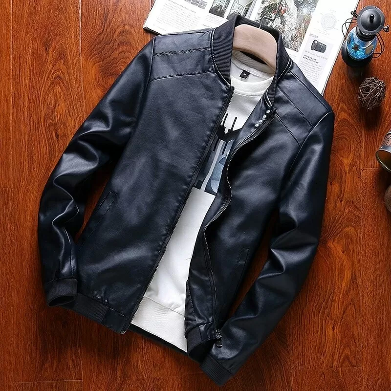 Black Mens artificial leather jacket