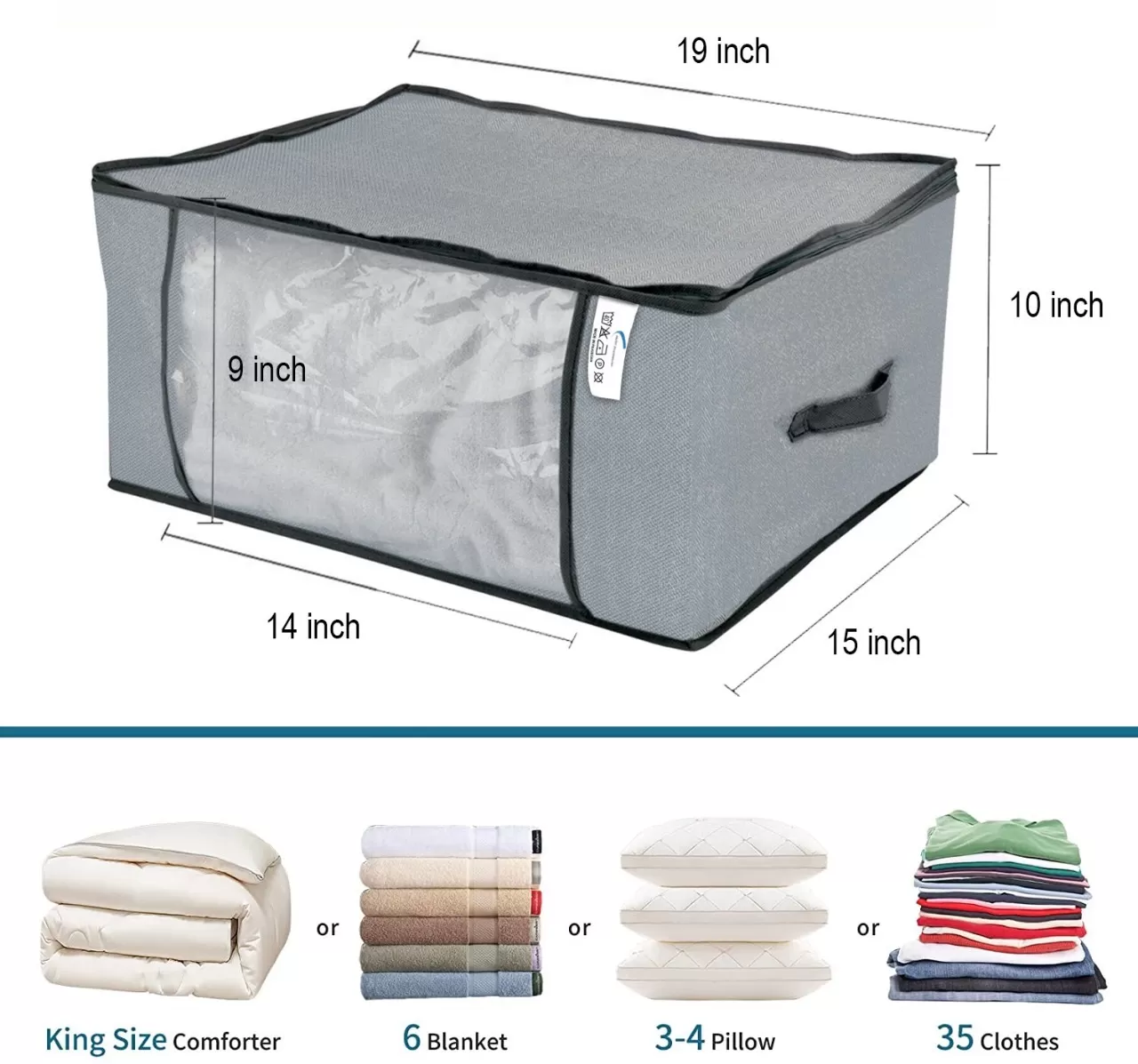 Clothes Storage Bag Organizer Bag Two-Way Zippers Water-resistant Wardrobe Space Saver High Quality Non-Woven Fabric