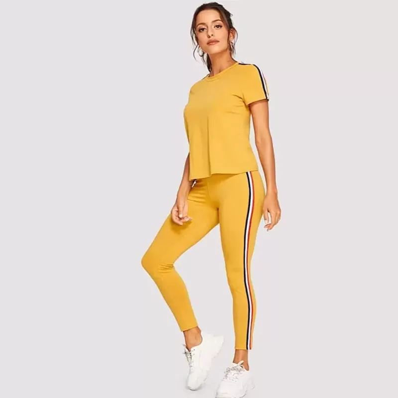 Color Stripe Summer Tracksuit (Yellow)
