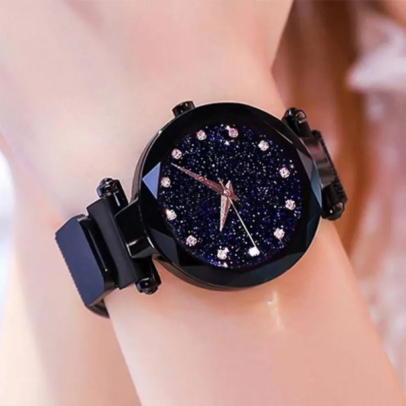Crystal Magnetic Buckle Chain Watch For Girls Ladies