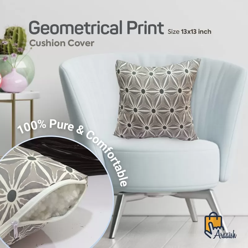 Cushion Cover Geometrical Design Theme Digital Printed Sofa Floor Cushion 13 x 13 Inch Super Soft Home Decor 2 Pcs
