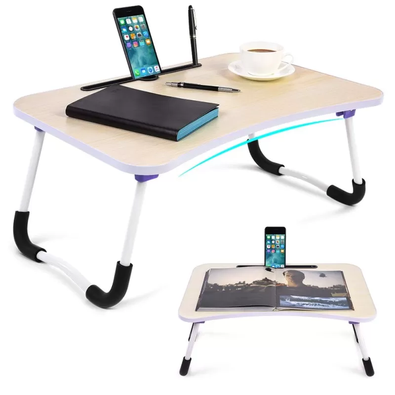 Folding Laptop Table with Tablet and Phone Slot Portable Lap Desk