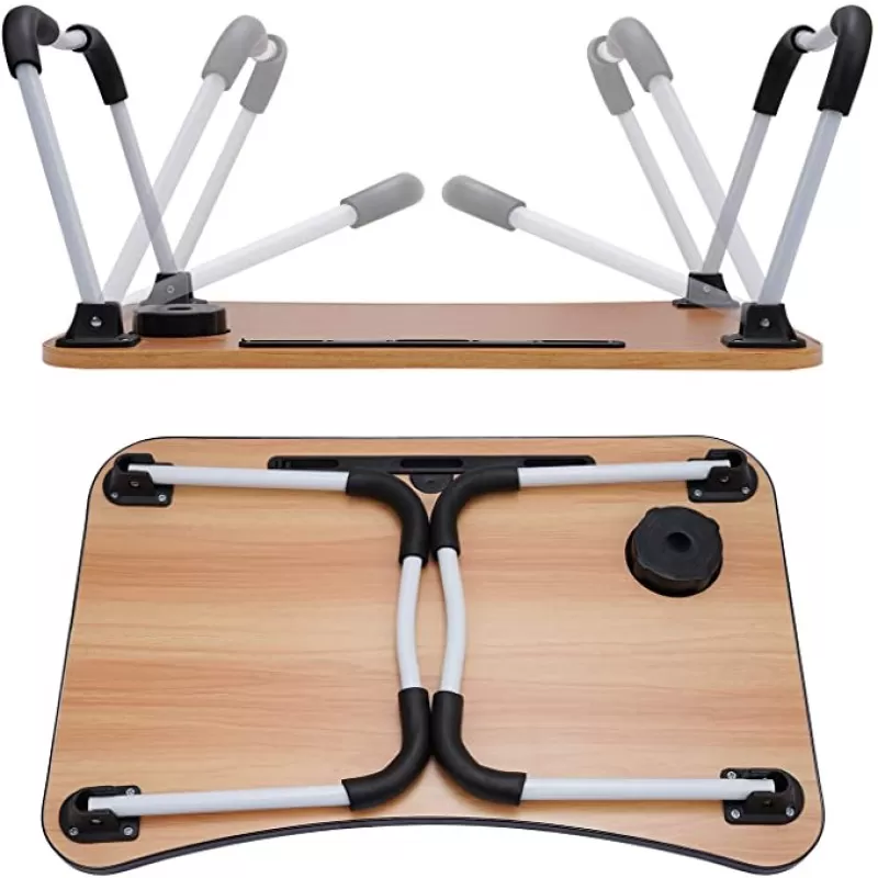 Folding Laptop Table with Tablet and Phone Slot Portable Lap Desk