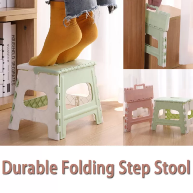 Folding Step Stool Plastic With Handle Multi Purpose Home Train Outdoor Storage