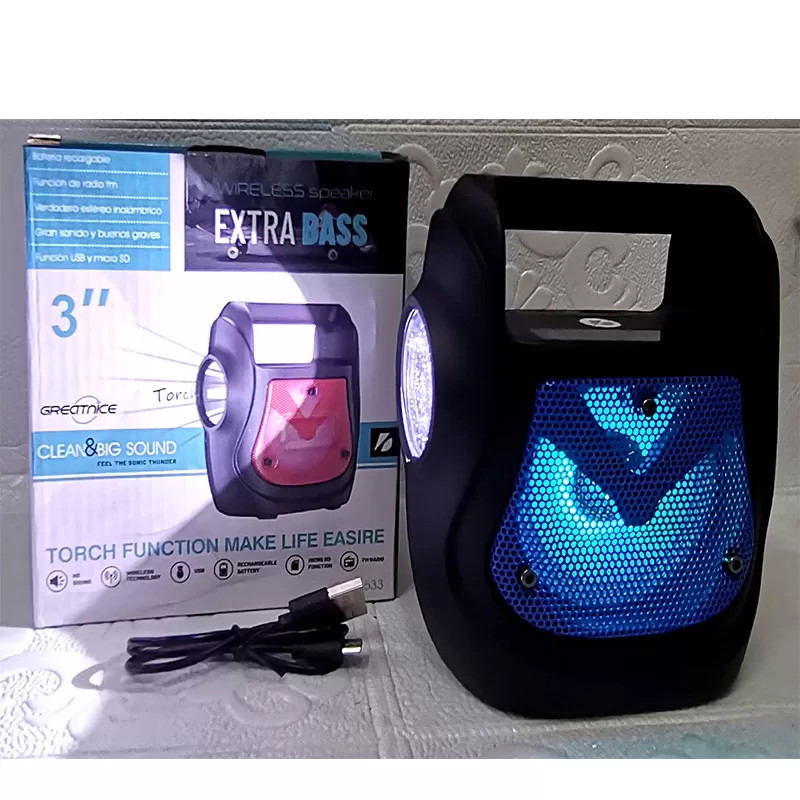 GTS-1533 Portable Bluetooth wireless speaker extra bass with torch