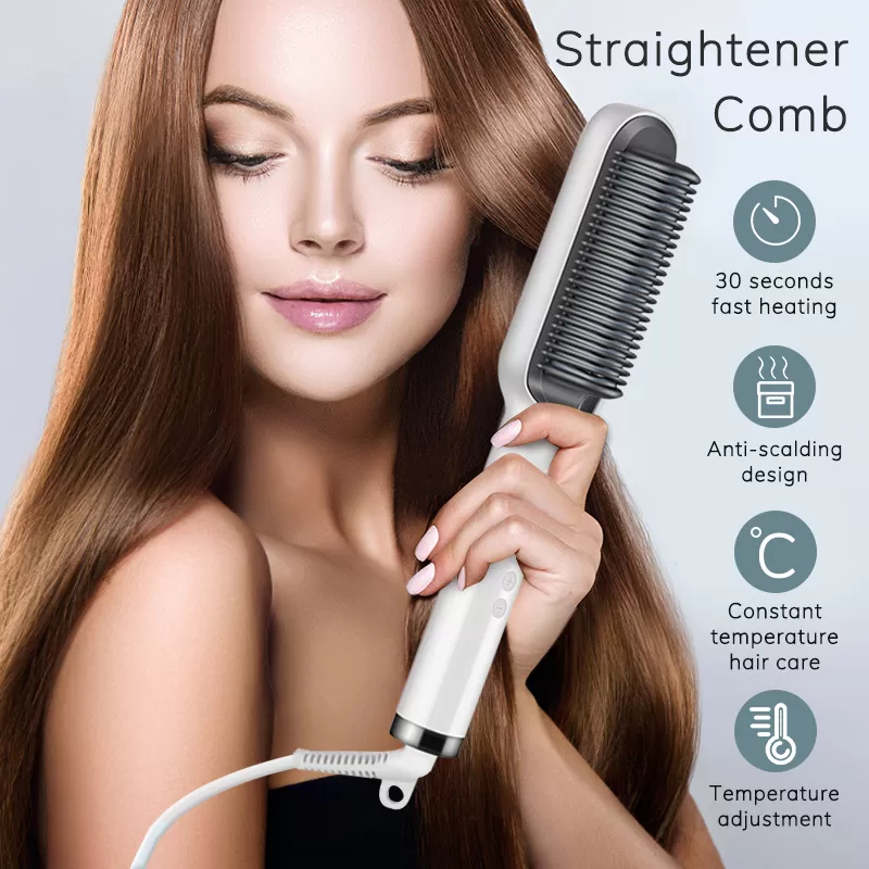 Imported Hair Straightening Brush Comb Portable Men Beard Straightener Electric Heated Comb For Girl & Men