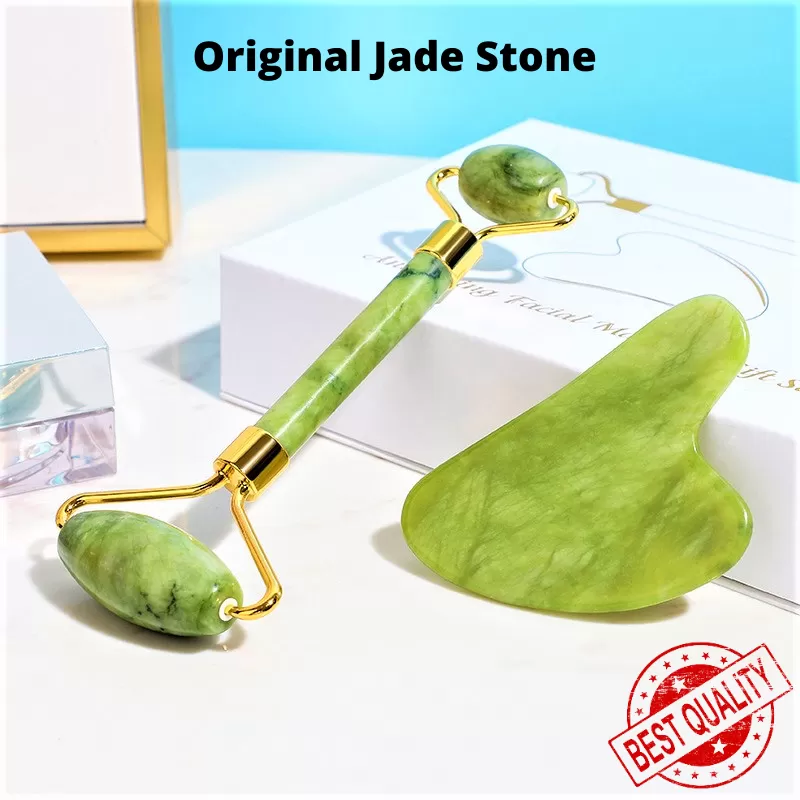 Jade roller for Face and Gua Sha Anti Aging Natural Stone Facial Beauty Massager Skin Face Anti Wrinkle Roller Beauty Tools for Skin Care Neck and Eye
