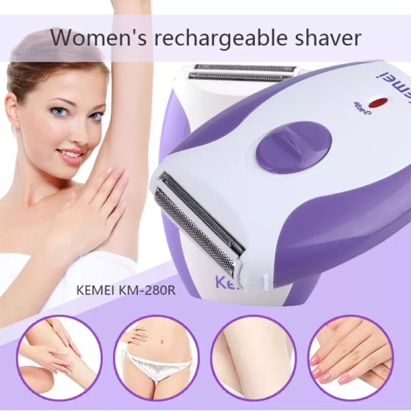 Kemei KM-280R Electric Hair Remover Shaver Mini Rechargeable Twin Blades Body Face Bikini Underarm Shaving Razor for Women