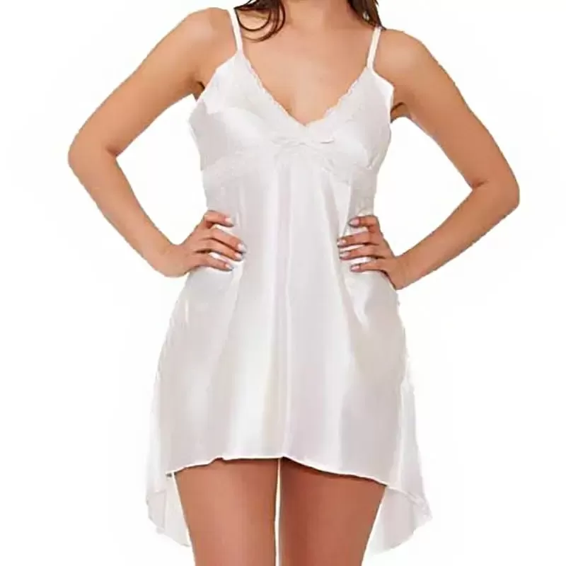 Ladies Satin Chemise with Lace (CHE-03)
