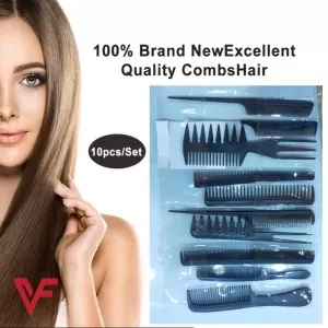 10 Hair Comb Set Salon Series Professional Plastic Hair Combs Hair Salon Hair Styling Combs Set Kit Comb Kit with Transparent Pouch Organizer