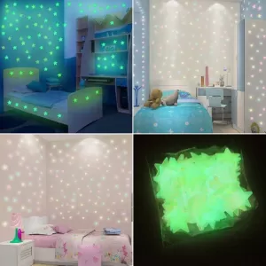 100 pcs 3D glowing stars wall stickers for home glow in the dark stars for kids fluorescent stickers decoration For Beautiful Room