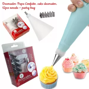 12 Piece Cake Decorating Set Frosting Icing Piping Bag Tips With Steel Nozzles
