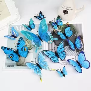 12PCS Butterfly 3D Fridge Magnets Wall Butterfly Stickers Art DIY PVC Removable Decors Wedding Decorations Single Wall Decals Sticker