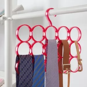 15 Ring Hole Hanger Plastic Hanging Storage Organizer Rack Scarf Holder Ties, Shawls, Accessories 5 Sections Ring Hanging Hanger