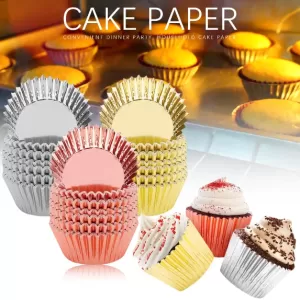 108Pcs/Lot Silver Aluminium Foil Cup Cake Disposable Muffin Liners Baking Paper Cup Wrapper Paper Wedding Birthday Muffin Molds Cake Tools