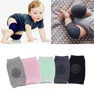 1Pair High Best Quality Baby Knee Pads for Crawling, Anti-Slip Padded Stretchable Elastic Cotton Soft Breathable Comfortable Knee Cap Elbow Safety Pro