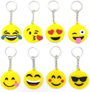 1Pc EMOJI Face keychain keyholder keyring for School Bags Bikes and cars