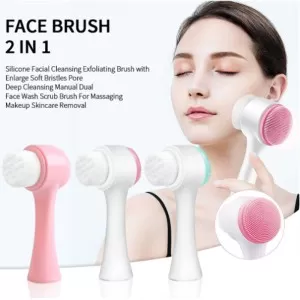 2 In 1 Face Cleansing Brush Silicone 3D Double-Sided Facial Deep Cleaning Pore Cleaner Massage Skin Care Cleanser