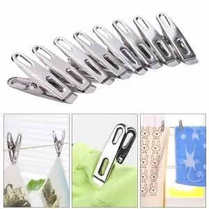20 Pcs Windproof Laundry Clamps Stainless Steel Towel Clothes Socks Clips Set