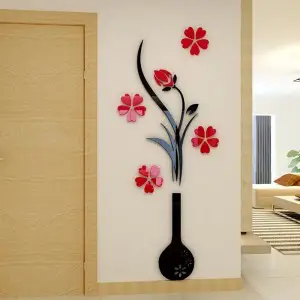 Vase Plum Flower Crystal DIY 3D 2mm Acrylic Wall Art (24*60 inches)