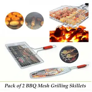 Pack of 2 BBQ Mesh Grilling Skillets(GM)