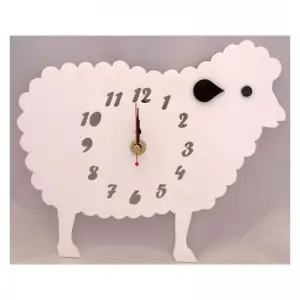 White Colored Sheep DIY 3D 2mm Acrylic Wall Clock (13*16 Inches)