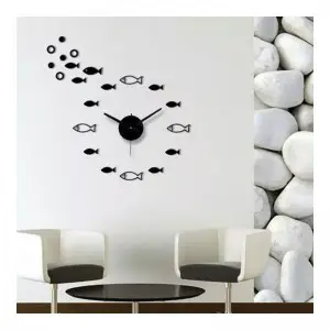 Fishes Design DIY 3D 2mm Acrylic Wall Clock (30*30 inches)