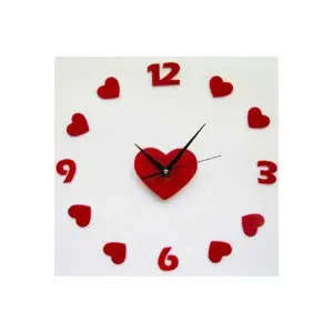 Red Mini Hearts Love Design DIY 3D 2mm Acrylic Wall Clock (24*24 inches)