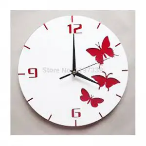 White Background And Red Butterflies Design DIY 3D 2mm Acrylic Wall Clock (12*12 inches)