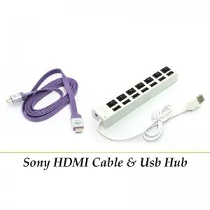 Pack of 2: Sony High Speed HDMI Cable and 7 Port USB Hub 2.0