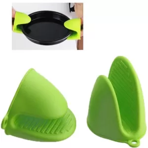 2pcs Silicone Insulated Gloves Kitchen Tool Heat Resistant Glove Oven Pot Holder BBQ Baking Cooking Mitts Anti Slip Finger Grip Mouth Teeth Shape