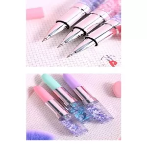 3 Pcs Creative Pen Lipstick Shape Glitter Gel Pen Quicksand 0.5mm Cute Gel Pens