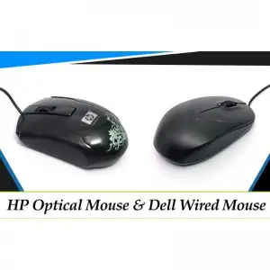 Pack of 2 Computer Mouse: 1 HP Optical Mouse 1 Dell Wired Mouse