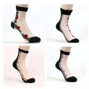 New Flower Design Ultra Thin Breathable Socks (4 Pack)