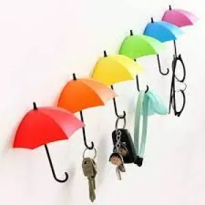 3Pcs Colorful Umbrella Hooks Wall Hook Key Pin Holder Decoration