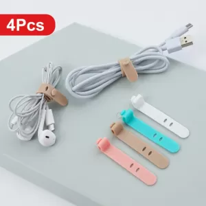 4pcs Silicone Cable Organizer, Silicone Cable Reel, Data Reel, Wire Protector Holder, Stationary Office, Desk Accessories, Supplies