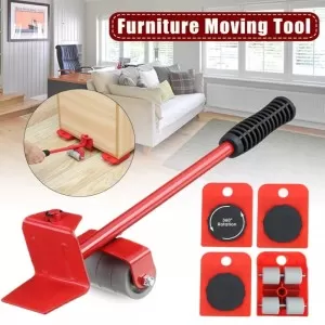 (5 in 1) Heavy Furniture Move Tool Transport Lifter Shifter Moving Kit Slider Remover Rolling Wheel Corner Mover Set For Moving House Cabinet Sofa Bed