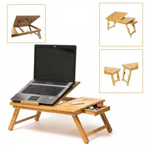 Multipurpose Wooden Laptop Table with Dual Cooling Fans (Medium Size)