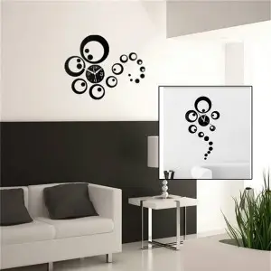 Bubbles Round Shape DIY 3D 2mm Acrylic Wall Clock (Design 2) (30*16 Inches)