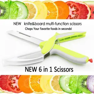 Clever Cutter 6 in 1 Knife & Board Multi-Functional Scissors - Food, Vegetable Chopper with Built-In Cutting Board