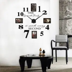 Time With Family 2mm DIY 3D 2mm Acrylic Wall Clock with Frames (42 x 42 Inches)