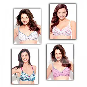 Fancy Imported Printed Cotton Bras (Pack of 4)