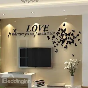 Romantic Houseful Acrylic Love and Butterflies Pattern DIY 3D 2mm Acrylic Wall Art (60 inches)