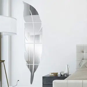 Modern Home Decor Mirror Feather DIY 3D 2mm Acrylic Wall Art