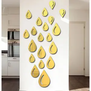 3D water drop diy shape mirror DIY 2mm Acrylic Wall Art (48*24 Inches)