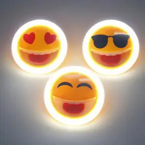 Cute Emoji Round Clip On LED Phone Selfie Flash Fill Light for Android iPhone