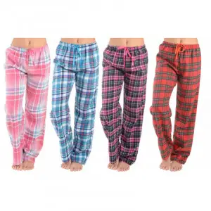 Active Club Women's Plaid Flannel Pajama Lounge Pants (Pack of 4)